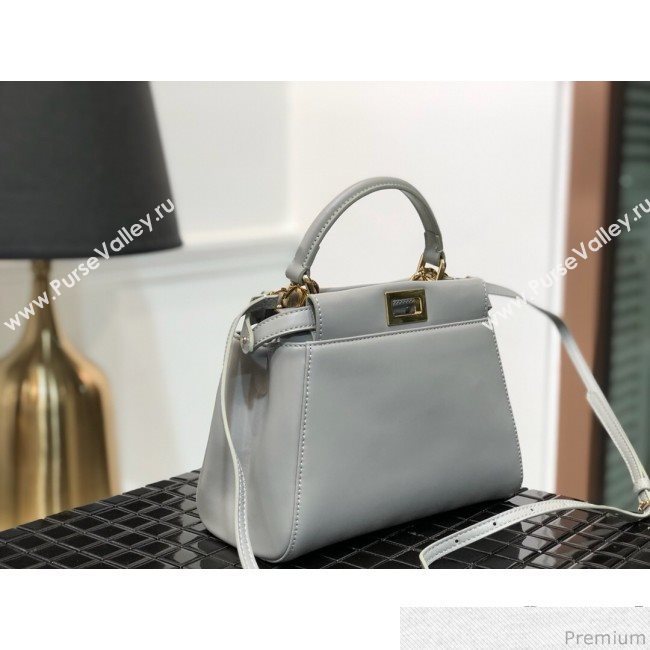 Fendi Grey Lambskin Peekaboo Mini Top Handle Bag 2019 (QLP-9030625)