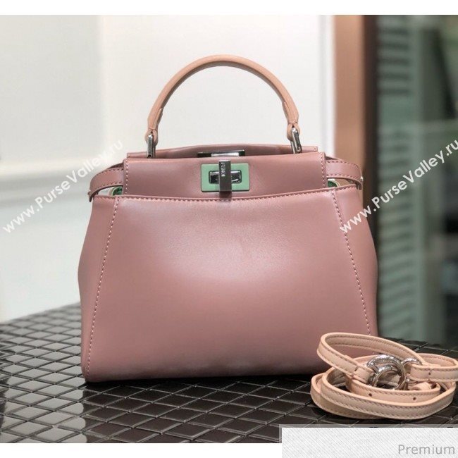 Fendi Lambskin Peekaboo Mini Top Handle Bag Pink/Green 2019 (QLP-9030626)