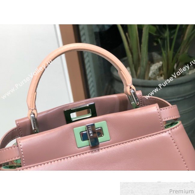 Fendi Lambskin Peekaboo Mini Top Handle Bag Pink/Green 2019 (QLP-9030626)