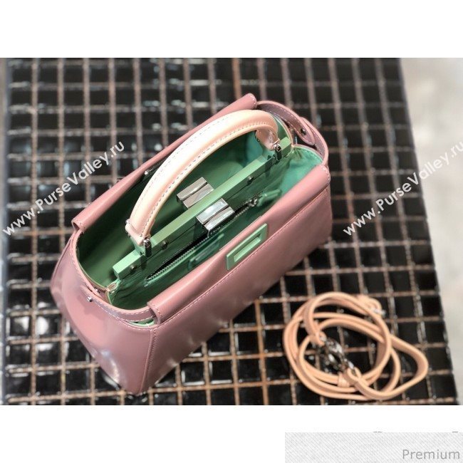 Fendi Lambskin Peekaboo Mini Top Handle Bag Pink/Green 2019 (QLP-9030626)