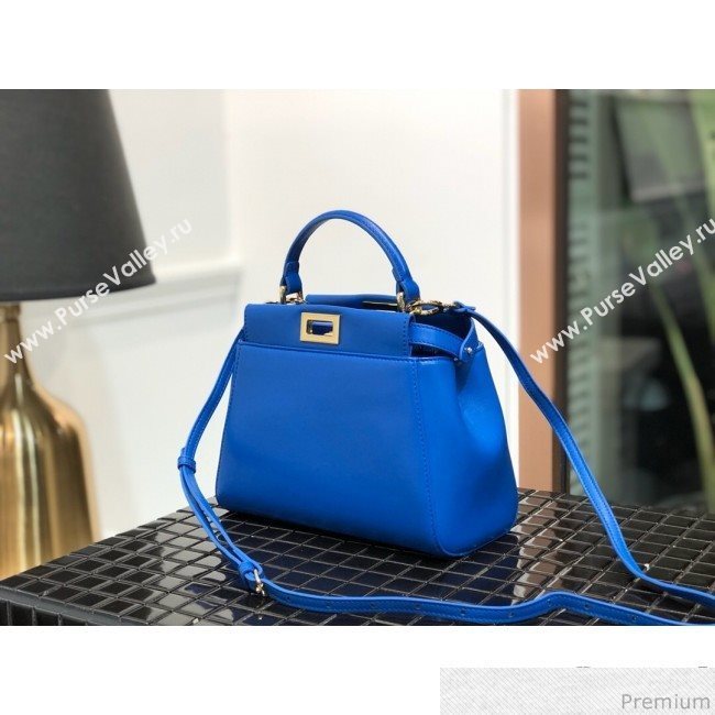 Fendi Lambskin Peekaboo Mini Top Handle Bag Royal Blue 2019 (QLP-9030627)