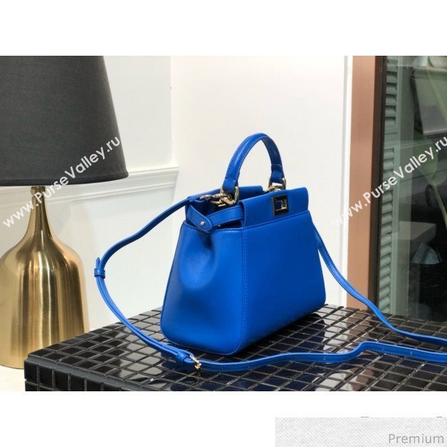 Fendi Lambskin Peekaboo Mini Top Handle Bag Royal Blue 2019 (QLP-9030627)