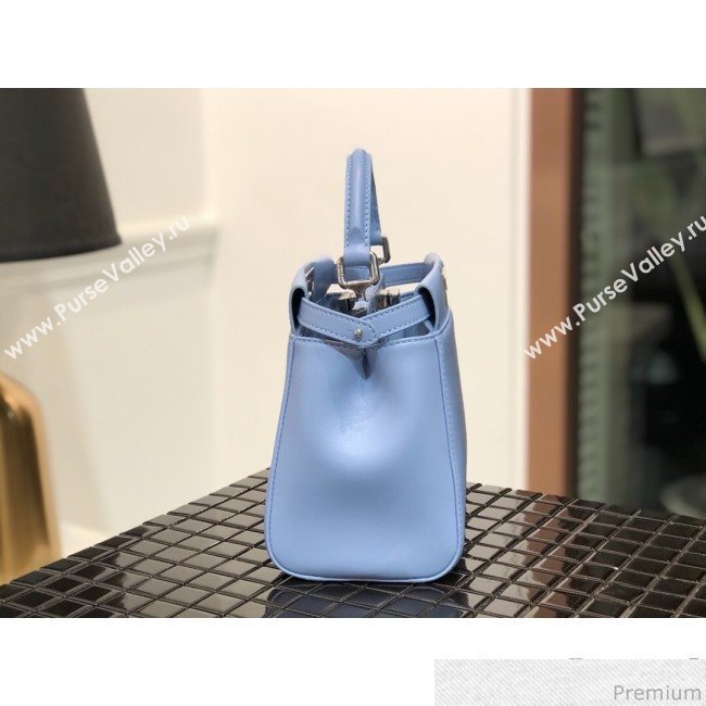 Fendi Lambskin Peekaboo Mini Top Handle Bag Light Blue/Silver 2019 (QLP-9030628)