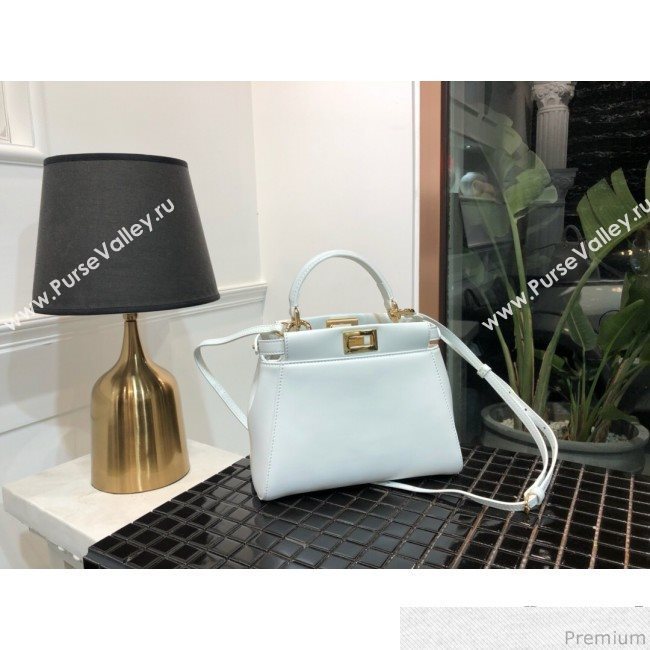 Fendi Lambskin Peekaboo Mini Top Handle Bag White/Gold 2019 (QLP-9030629)