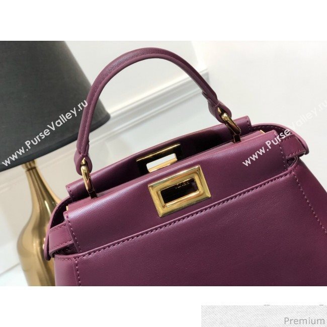 Fendi Lambskin Peekaboo Mini Top Handle Bag Burgundy 2019 (QLP-9030630)