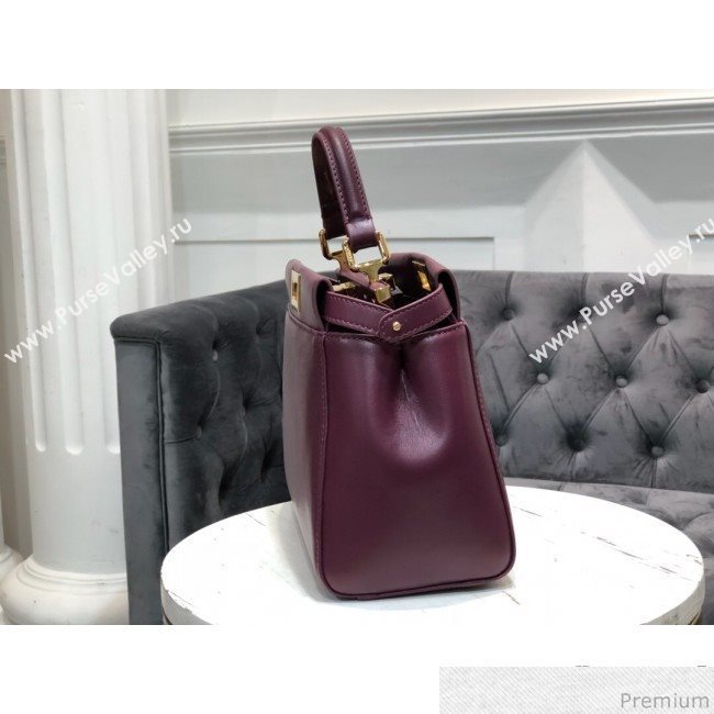 Fendi Lambskin Peekaboo Mini Top Handle Bag Burgundy 2019 (QLP-9030630)