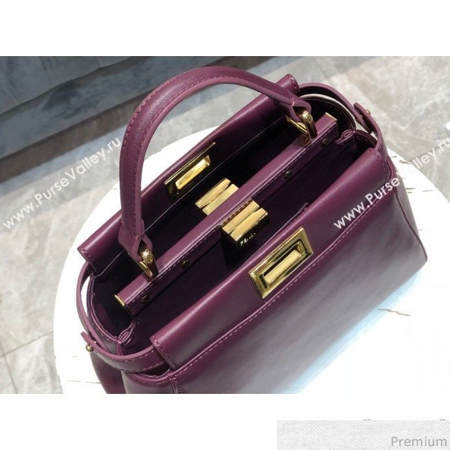 Fendi Lambskin Peekaboo Mini Top Handle Bag Burgundy 2019 (QLP-9030630)