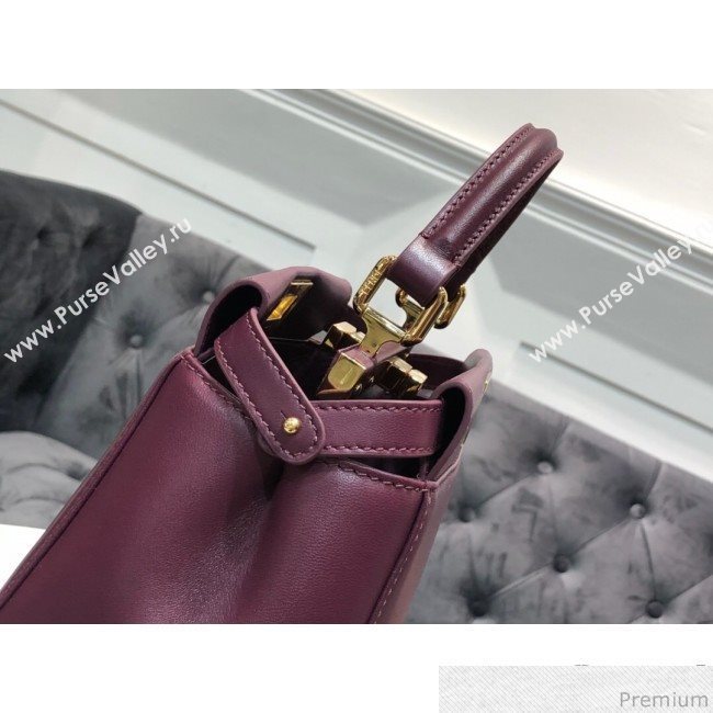 Fendi Lambskin Peekaboo Mini Top Handle Bag Burgundy 2019 (QLP-9030630)