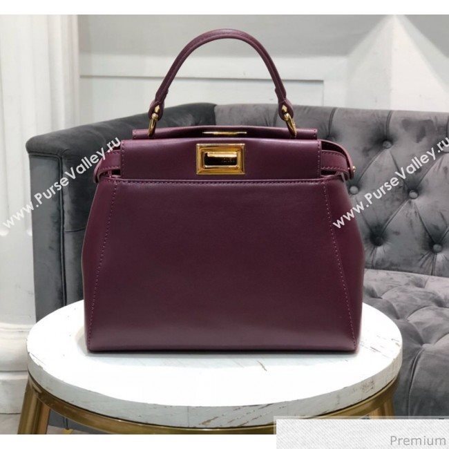 Fendi Lambskin Peekaboo Mini Top Handle Bag Burgundy 2019 (QLP-9030630)