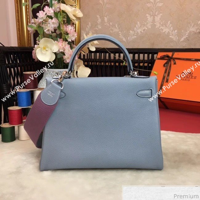 Hermes Kelly 32cm in Original Togo Leather Bag Blue Flax (AMIN-9032750)