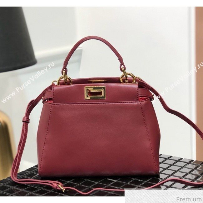 Fendi Lambskin Peekaboo Mini Top Handle Bag Red/Gold 2019 (QLP-9030631)