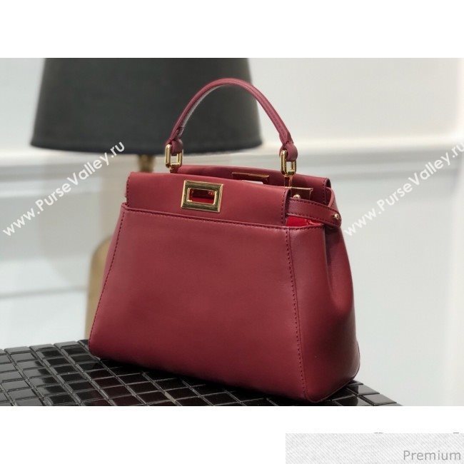 Fendi Lambskin Peekaboo Mini Top Handle Bag Red/Gold 2019 (QLP-9030631)