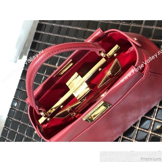 Fendi Lambskin Peekaboo Mini Top Handle Bag Red/Gold 2019 (QLP-9030631)