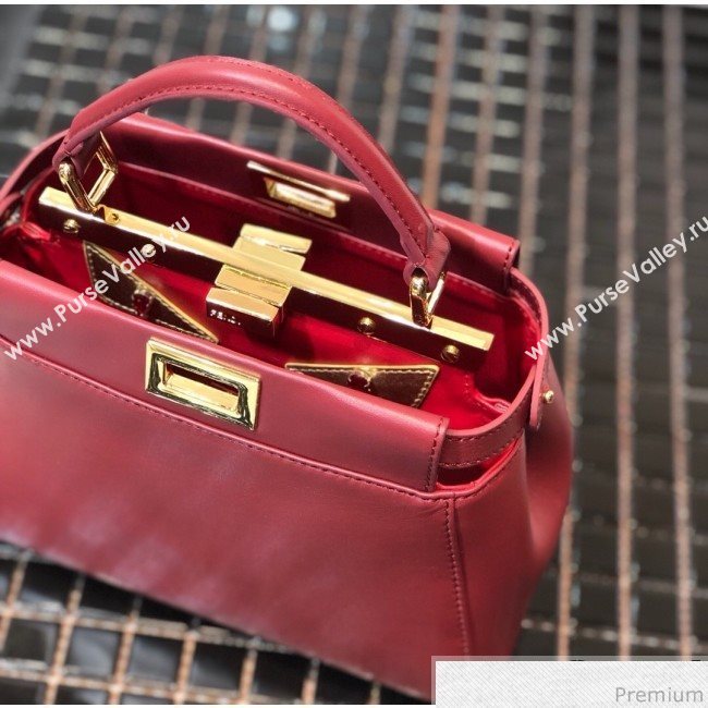 Fendi Lambskin Peekaboo Mini Top Handle Bag Red/Gold 2019 (QLP-9030631)