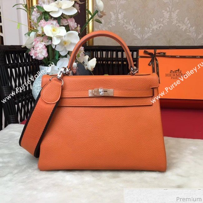 Hermes Kelly 32cm in Original Togo Leather Bag Orange (AMIN-9032753)