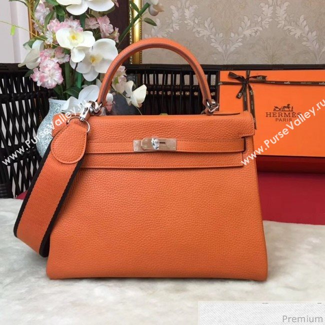 Hermes Kelly 32cm in Original Togo Leather Bag Orange (AMIN-9032753)