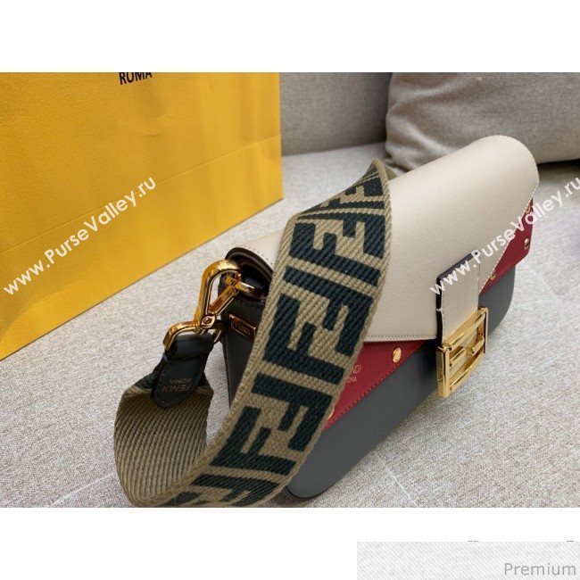 Fendi Baguette Studs Flap Shoulder Bag Grey 2019 (HS-9030635)