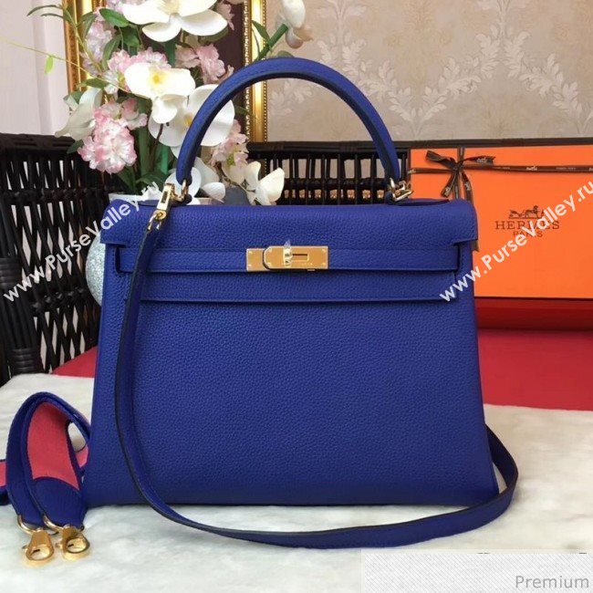 Hermes Kelly 32cm in Original Togo Leather Bag Royal Blue (AMIN-9032754)