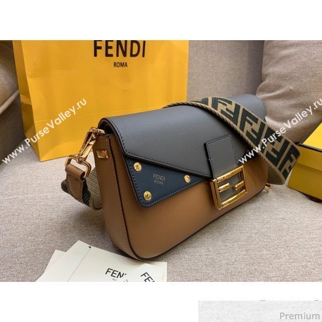 Fendi Baguette Studs Flap Shoulder Bag Light Brown 2019 (HS-9030633)