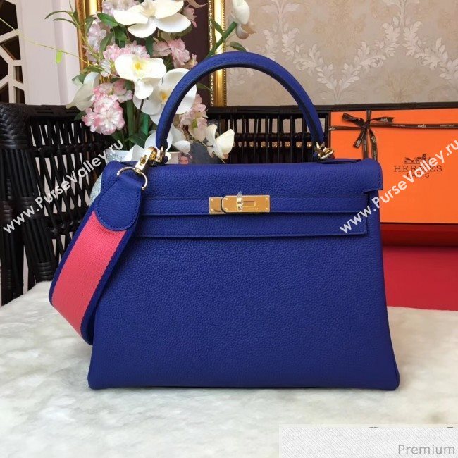 Hermes Kelly 32cm in Original Togo Leather Bag Royal Blue (AMIN-9032754)