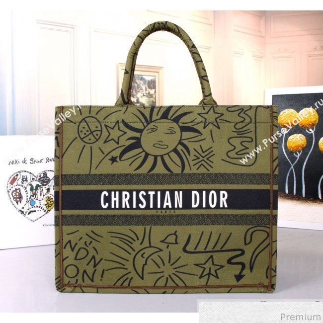 Dior Oblique Canvas Print Book Tote Green 2019 (BFS-9030636)
