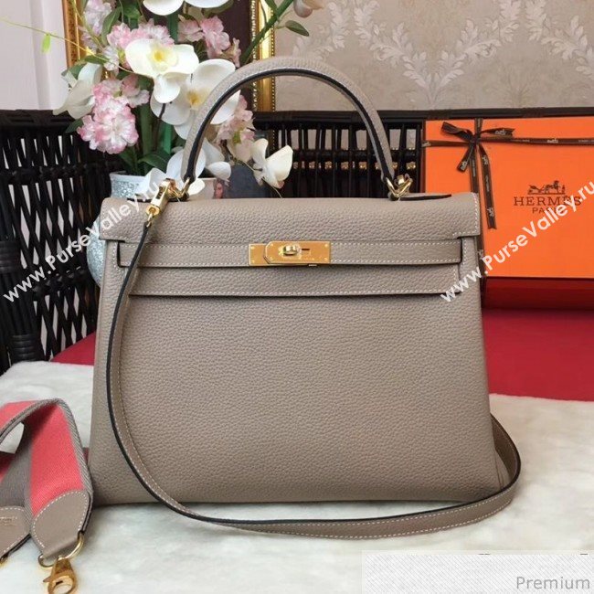 Hermes Kelly 32cm in Original Togo Leather Bag Light Grey (AMIN-9032755)