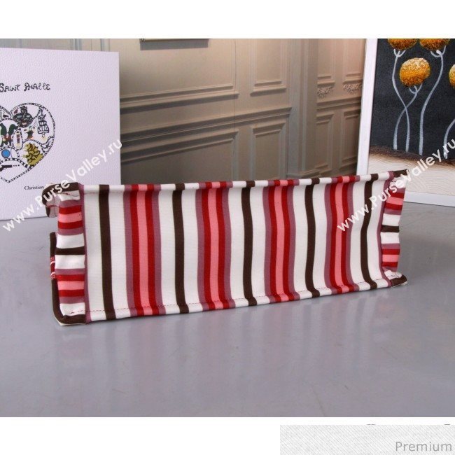 Dior Canvas Stripes Book Tote Red/White/Coffee 2019 (BFS-9030637)