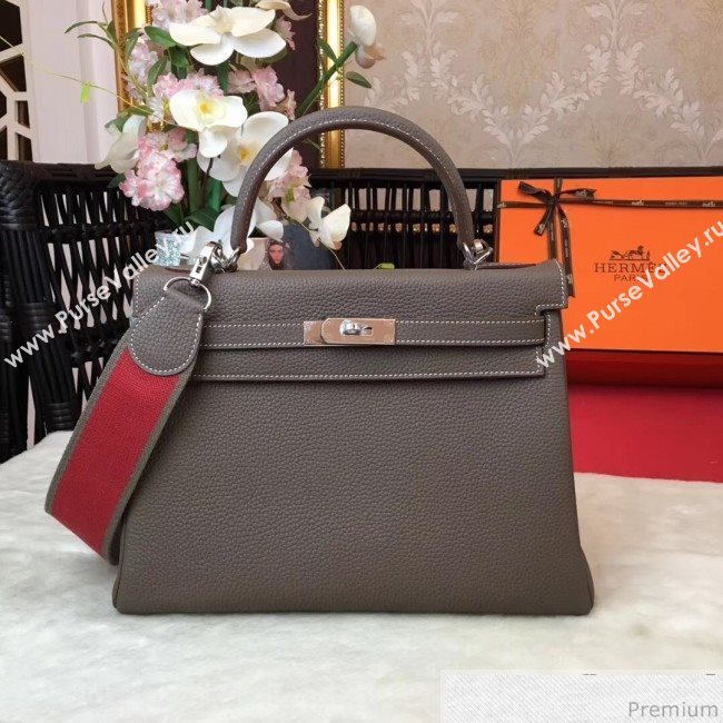 Hermes Kelly 32cm in Original Togo Leather Bag Grey Elephant (AMIN-9032756)