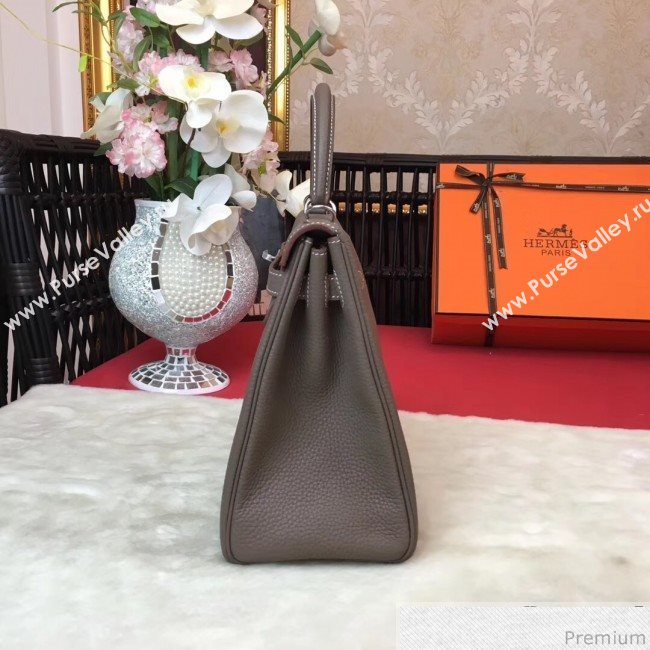 Hermes Kelly 32cm in Original Togo Leather Bag Grey Elephant (AMIN-9032756)