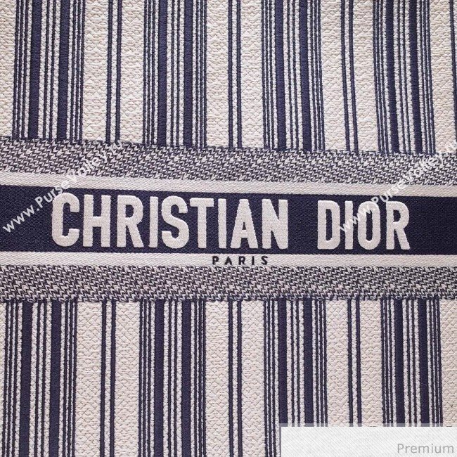 Dior Canvas Stripes Book Tote White/Navy Blue 2019 (BFS-9030638)