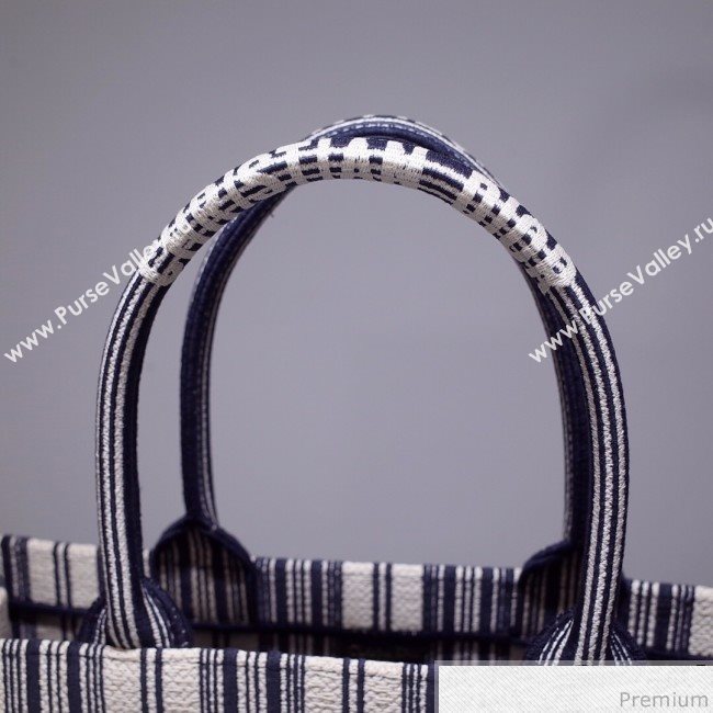 Dior Canvas Stripes Book Tote White/Navy Blue 2019 (BFS-9030638)