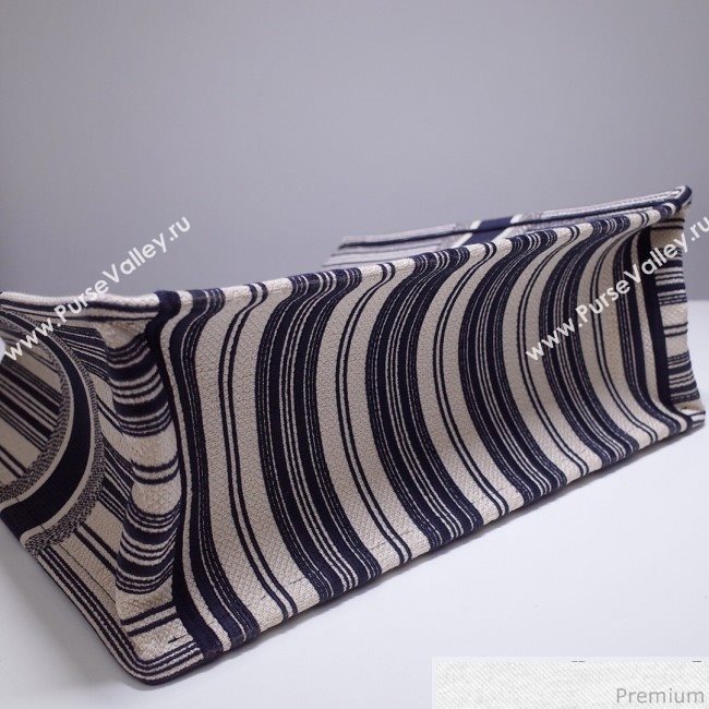 Dior Canvas Stripes Book Tote White/Navy Blue 2019 (BFS-9030638)