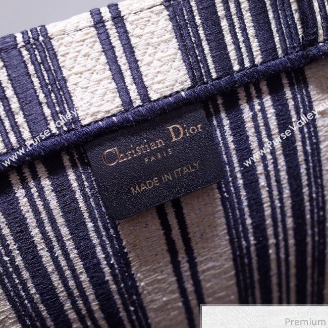Dior Canvas Stripes Book Tote White/Navy Blue 2019 (BFS-9030638)