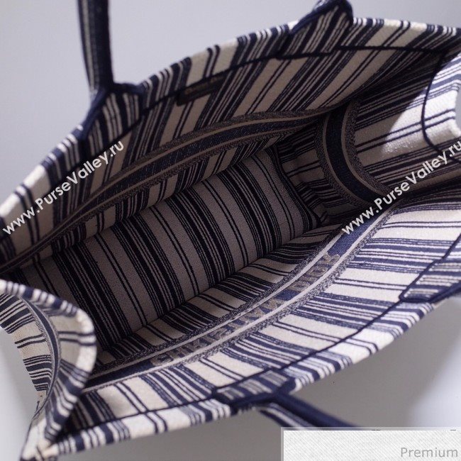 Dior Canvas Stripes Book Tote White/Navy Blue 2019 (BFS-9030638)