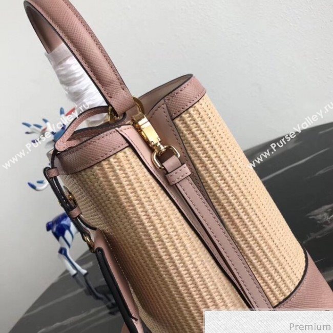 Prada Double Woven Medium Bucket Bag 1BA212 Pink 2019 (PYZ-9030704)