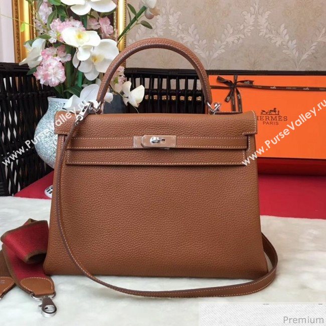 Hermes Kelly 32cm in Original Togo Leather Bag Brown (AMIN-9032757)