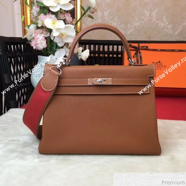 Hermes Kelly 32cm in Original Togo Leather Bag Brown (AMIN-9032757)