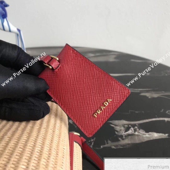 Prada Double Woven Medium Bucket Bag 1BA212 Red 2019 (PYZ-9030703)