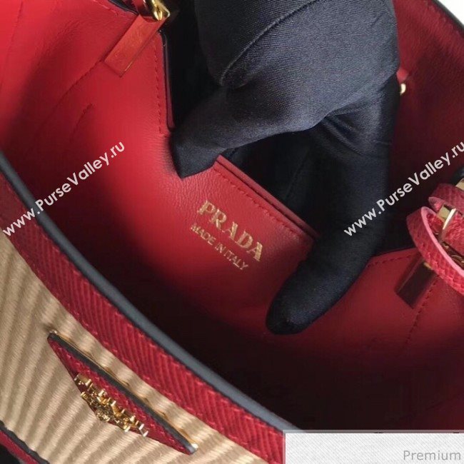 Prada Double Woven Medium Bucket Bag 1BA212 Red 2019 (PYZ-9030703)