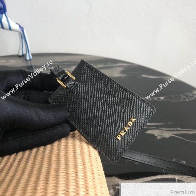 Prada Double Woven Medium Bucket Bag 1BA212 Black 2019 (PYZ-9030701)