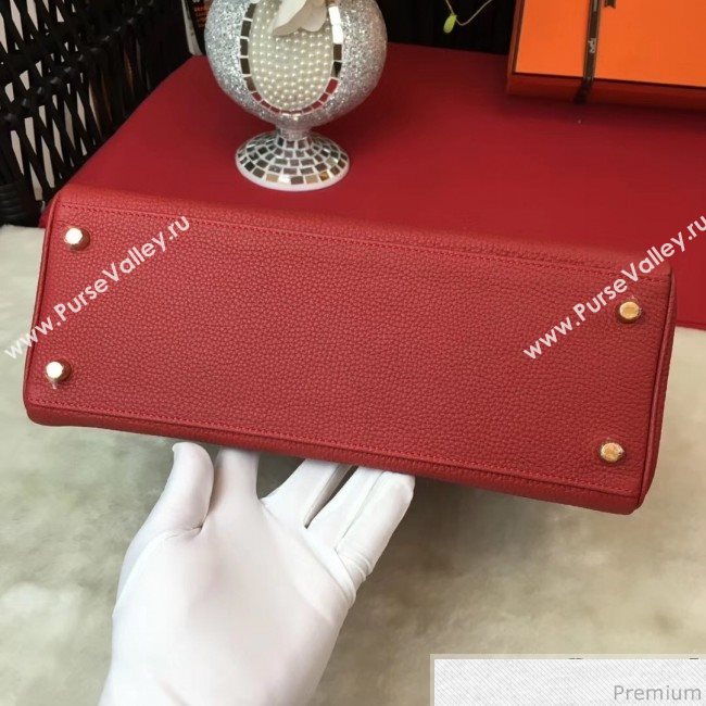 Hermes Kelly 32cm in Original Togo Leather Bag Red (AMIN-9032758)