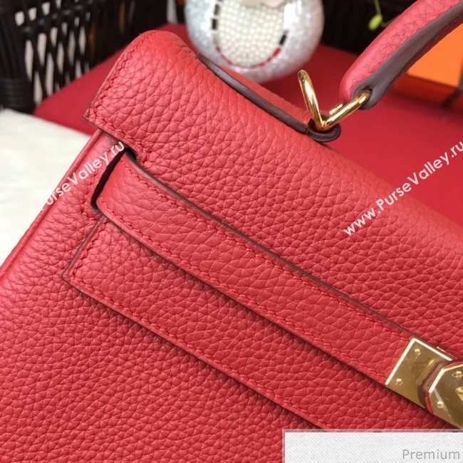 Hermes Kelly 32cm in Original Togo Leather Bag Red (AMIN-9032758)