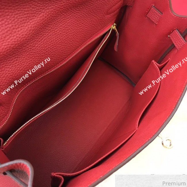 Hermes Kelly 32cm in Original Togo Leather Bag Red (AMIN-9032758)