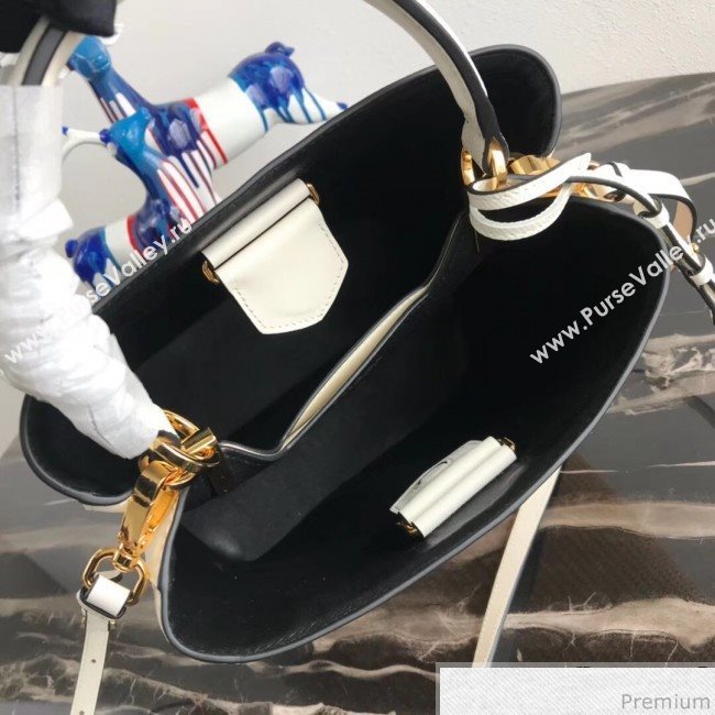 Prada Double Woven Medium Bucket Bag 1BA212 White 2019 (PYZ-9030702)