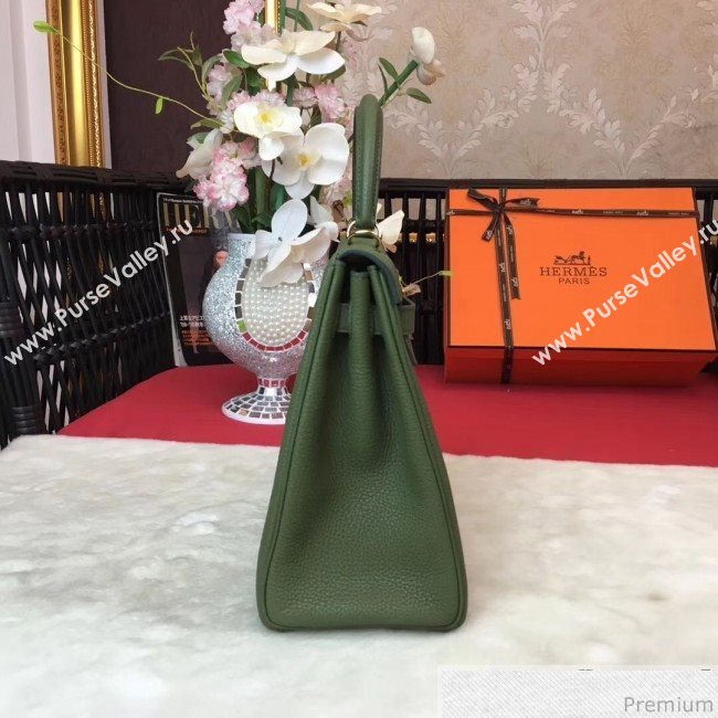 Hermes Kelly 32cm in Original Togo Leather Bag Green (AMIN-9032759)