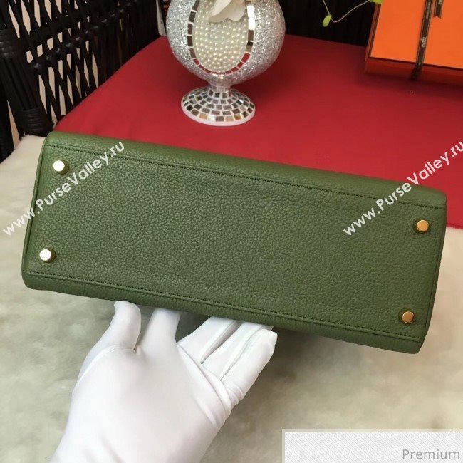 Hermes Kelly 32cm in Original Togo Leather Bag Green (AMIN-9032759)