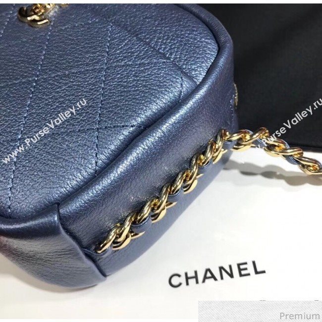 Chanel Metallic Leather Camera Case Shoulder Bag AS0137 Blue 2019 (KN-9041106)