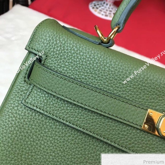 Hermes Kelly 32cm in Original Togo Leather Bag Green (AMIN-9032759)