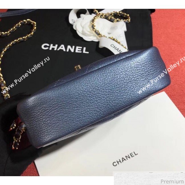 Chanel Metallic Leather Camera Case Shoulder Bag AS0137 Blue 2019 (KN-9041106)