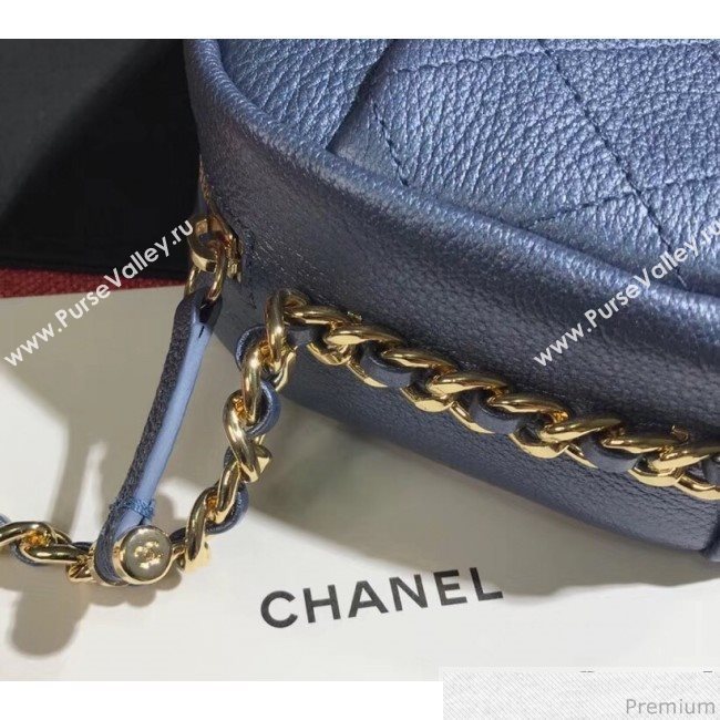 Chanel Metallic Leather Camera Case Shoulder Bag AS0137 Blue 2019 (KN-9041106)